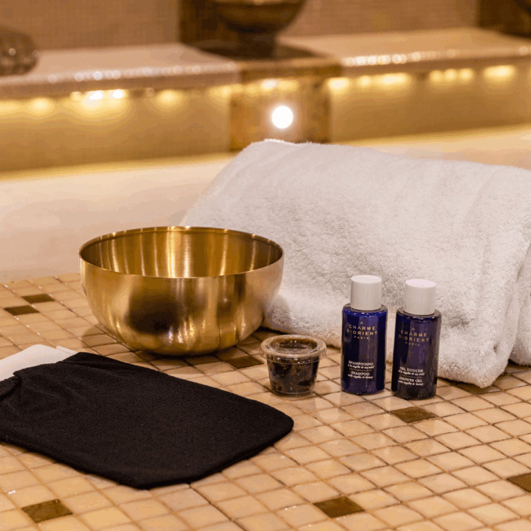 panier offerts pour un hammam aux bains d'alia à bagneux, près de paris. hammam or des bains d'alia